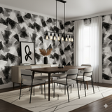 Monochrome shard pattern wallpaper with black and gray tones, showing modern artistic patterns.