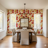 Maple Waltz Wallpaper with a leaf pattern, filling a room with natural light.