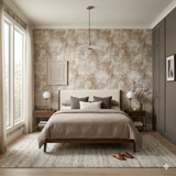 Limestone Veil Wallpaper with a subtle, textured pattern, resembling natural stone, covering the wall.

