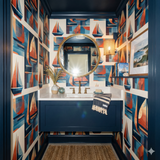 Regatta Minor Wallpaper with sailboat pattern details on the wall