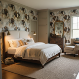 Saint Brumaire wallpaper with dog pattern on the wall.
