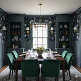 Café Noir wallpaper with coffee cup print on dark gray backdrop.