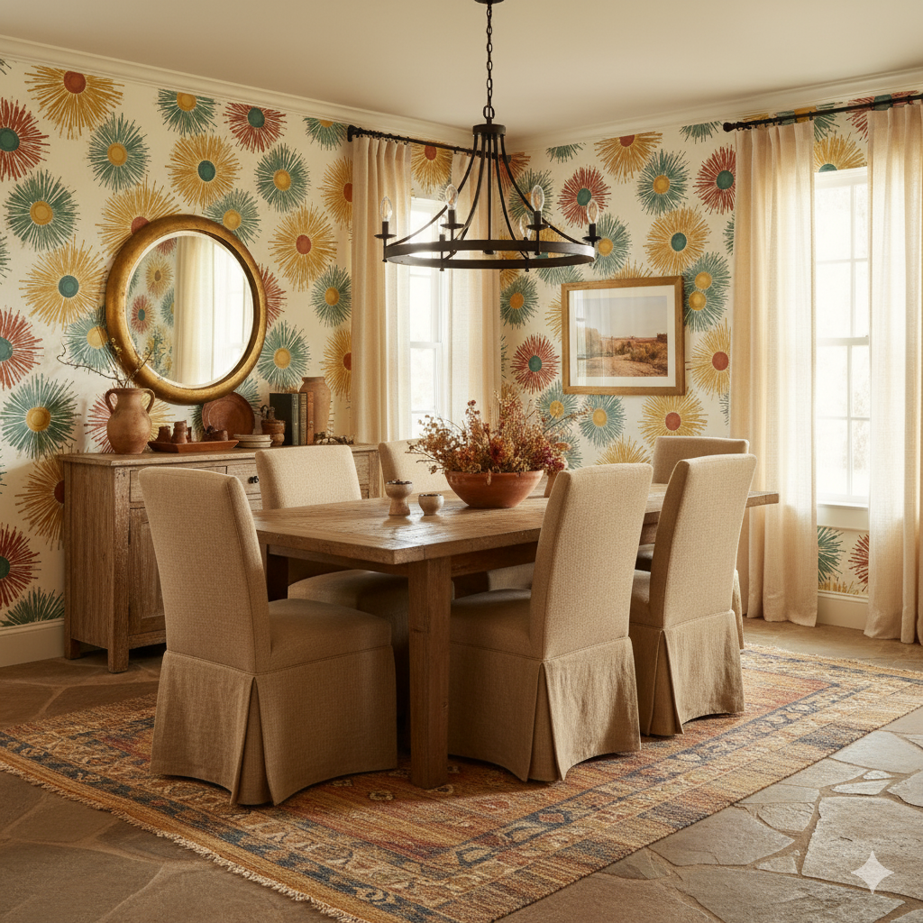 Colorful Solaris Burst Wallpaper with floral pattern.
