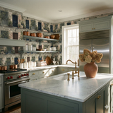 Westhaven Mewsfront Wallpaper, decorative pattern with building and doorway motifs.