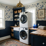 Hartford Sketch Wallpaper with a blue floral pattern on a light background.