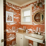 Orange Sonora Vista Chronicle Wallpaper with landscape pattern.