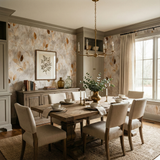 Hearthborn Leafpress Wallpaper with leaf pattern over a neutral background.