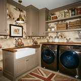 Regent's Quarry wallpaper with bulldog pattern and vintage accents.
