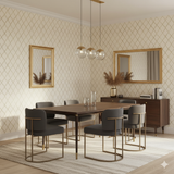 Gilded Trellis Wallpaper with diamond patterned design on an off-white textured surface.
