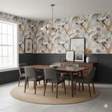 Arno Hound wallpaper featuring sketched dog patterns and rustic, textured background.