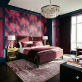 Garnet nebula wallpaper with pink, purple, and black pattern, decorative wall covering.