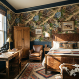 Waystation Wallpaper with an old western town pattern.
