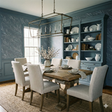 Glacialis Vein wallpaper with tree branch pattern, on the walls of a dining room.