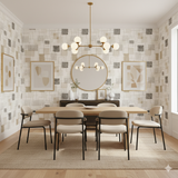 Linework Matrix wallpaper with a geometric grid pattern, displaying shades of beige, white, and gray.