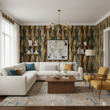 Fractured Chorus Wallpaper with abstract colorful geometric pattern.