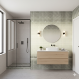 Green grid wallpaper with gradient effect and square mosaic pattern.