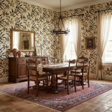 Golden Citra wallpaper in a botanical pattern on the walls.