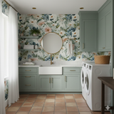 Floral Silverpoint Daisyfield Wallpaper with daisies and greenery.
