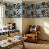 Bass Harbor Cliffhouse Wallpaper featuring lighthouse and ocean scene, coastal style.