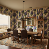 Lupine Reverie wallpaper with lupine floral pattern in shades of blue and green.
