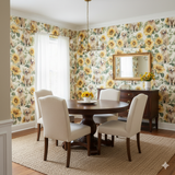 Sunflower Goldens wallpaper featuring a playful dog and sunflower pattern.