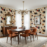 Signal Variations wallpaper with a geometric pattern, featuring squares and rectangles, from Aimee Wilder. The wallpaper has a beige background.

