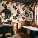 Abstract face pattern wallpaper, with painterly textures and warm undertones.
