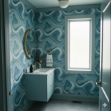 Bluehaven Stratum Wallpaper with a wave pattern.