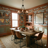 Arches Horizon Wallpaper featuring desert landscape imagery, covering the walls in a dining room.