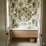 Sundrifter Goldens Wallpaper with dog and wave pattern.