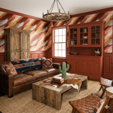 Solterra Vein Wallpaper featuring brown, beige, and gray brushstroke patterns on the wall.