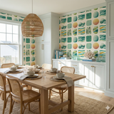 Tidal Array Wallpaper with a colorful organic shapes pattern on a light background.

