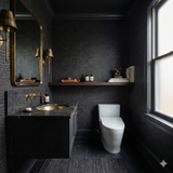 Noir Reptilia Wallpaper in black crocodile pattern, with textured surface.