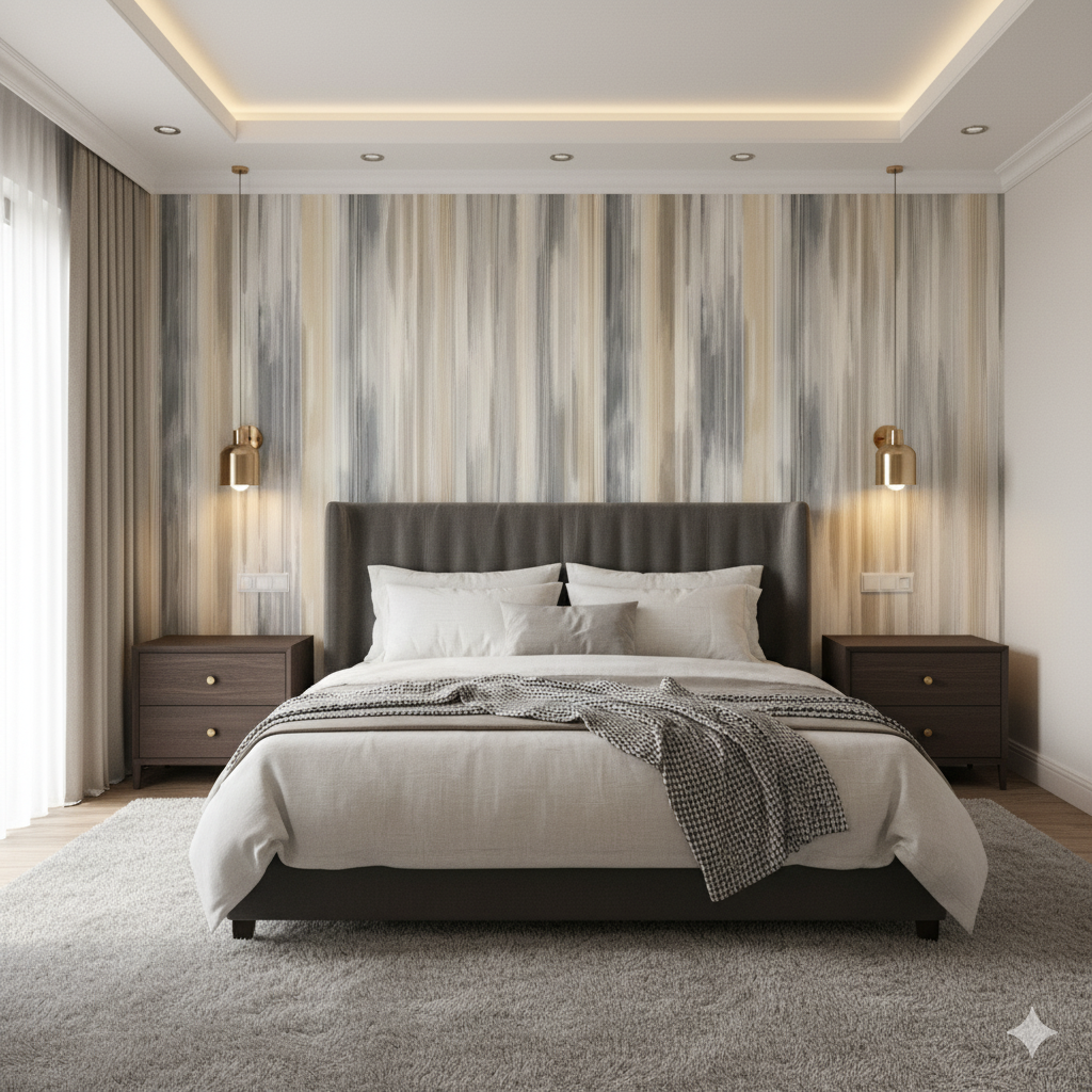 Sandswept Strata wallpaper with vertical stripes, abstract pattern.