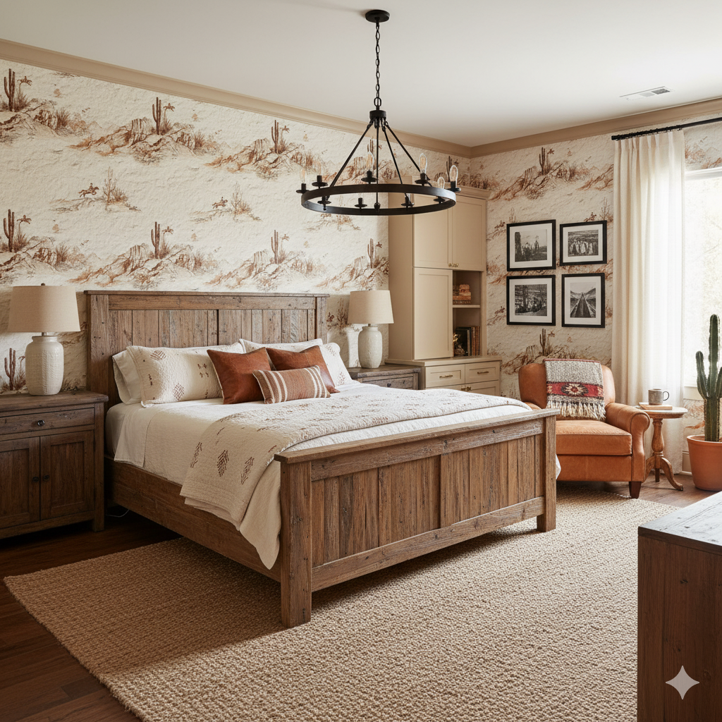 Canyon Etude Wallpaper with a desert motif against a textured backdrop.