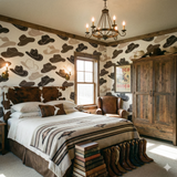 High Brim Society Wallpaper with cowboy hat pattern featuring brown and beige hues.