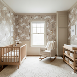 Willow & Thistle wallpaper featuring a white rabbit pattern on a neutral background.