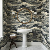 Tempest Horizon Wallpaper featuring a cloudscape pattern on the walls.
