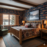 Tide Feast Wallpaper with blue fish pattern on the wall.
