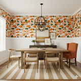Floral Marabella Poppy Wallpaper with orange and peach poppy pattern on a white background.