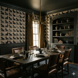 Invergray Terrace wallpaper by Brewster, featuring a pattern of Scottish Terrier dogs.