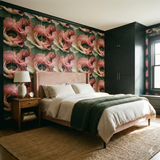 Blush Reverie Wallpaper with pink floral pattern and large peony design.
