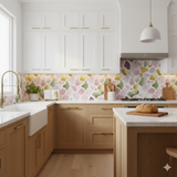 Garden Mosaic Wallpaper with pastel terrazzo design and colorful stone pattern.
