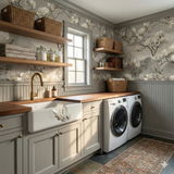 Magnolia Vale Horizon Wallpaper featuring a floral pattern and neutral color scheme.