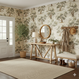 Olive grove wallpaper with tree pattern, Mediterranean style.