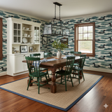 Loon Haven wallpaper with loon pattern in blue and white.