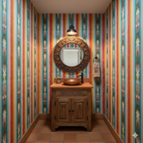 Rio Grande Stripe Wallpaper with stripes in green, yellow, red, and orange hues.
