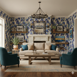 Azurine Irises wallpaper featuring blue floral patterns.