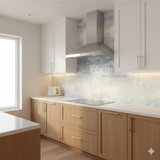 Smoke Signal wallpaper with blue and beige pattern, textured background.