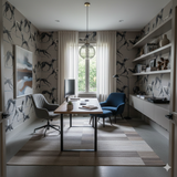 Argent Run Wallpaper with dog pattern on a beige background.
